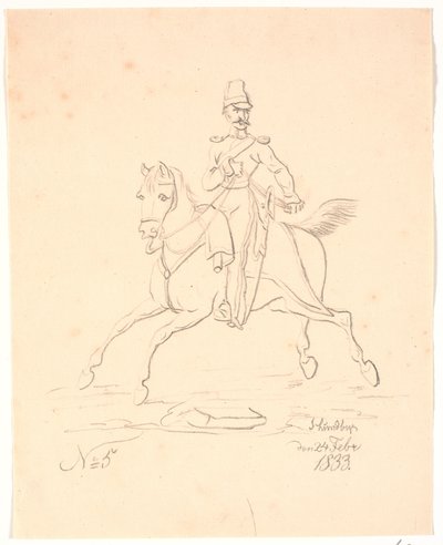 At sırtında asker, sola dönük by Johan Thomas Lundbye