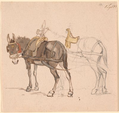 İki öngerilmeli katır by Johan Thomas Lundbye