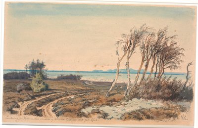 Odinshøj ve Hornbæk arasındaki sahilden Kullen manzarası by Johan Thomas Lundbye