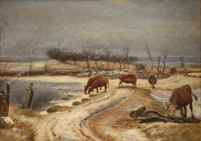 Bir Kış Gününde Sığırları Sulamak by Johan Thomas Lundbye