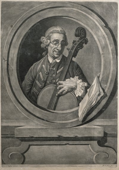 Jacob Cervetto, M.A. Picot tarafından oyulmuş, c.1770 (gravür) by Johann (after) Zoffany