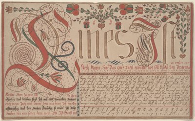 Writing Exercise Vorschrift for Esther Hadmänn, Fraktur Painting pen & ink with wc on paper by Johann Adam Eyer