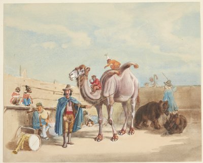 Deve, maymun, ayı vb. ile hayvan terbiyecisi. by Johann Adam Klein