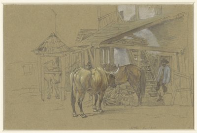 nalbantta öküz ve at by Johann Adam Klein