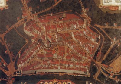 Wangen (Allgäu) şehrinin görünümü; belediye binası yanakları by Johann Andreas Rauch