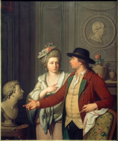 Samuel Nahl, gelinine kardeşinin büstünü gösterdi by Johann August Nahl der Jüngere