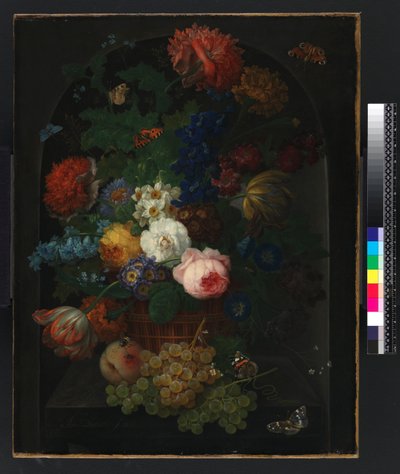 Meyveli çiçek sepeti by Johann Baptist Drechsler