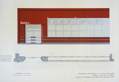 Boucherie Isothermique a Vitrine Refrigeree, L Savreux, Boutiques, Henry Delacroix, Editions S De Bonadona, Paris, 1920'lerin Sonu, Pochoir Print by Johann Baptist Edler von Lampi
