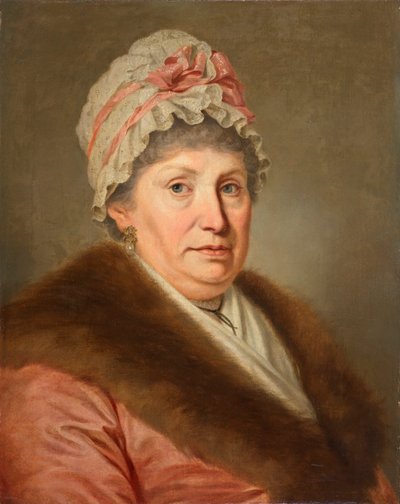 Dantel başlıklı ve kürk yakalı burjuva kadın by Johann Baptist Lampi d. Ä.