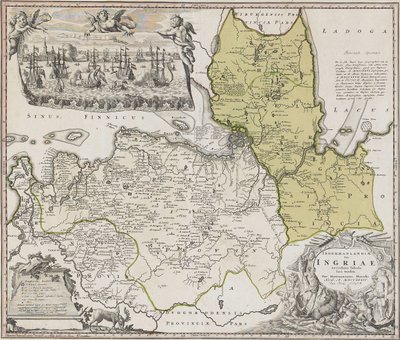 Saint Petersburg manzaralı Ingria Haritası by Johann Baptista Homann