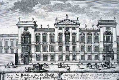 Kont John Wenceslas Sarayı, Prag, Johann Adam Delsenbach (1687-1765) 1721 (gravür) tarafından oyulmuş 