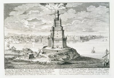 İskenderiye Pharos, Johann Adam Delsenbach (1687-1765) 1721 (gravür) tarafından oyulmuş 
