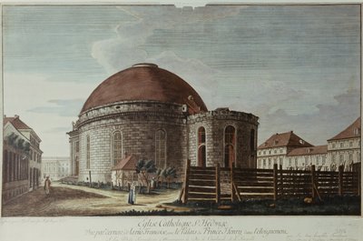 St. Hedwig, Katedral, Berlin (el renkli gravür) by Johann Carl Wilhelm Rosenberg