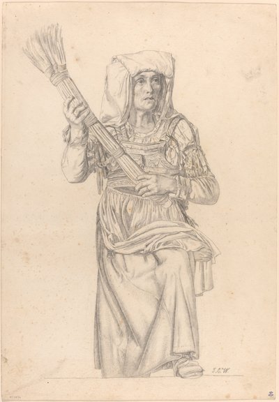 Süpürgeli İtalyan Köylü Kadın by Johann Caspar Weidenmann