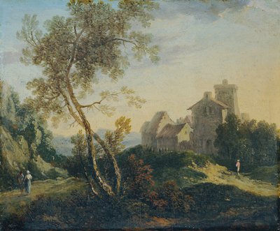 Ağaçlar ve Müstahkem Köy ile İdeal Peyzaj (Akşam) by Johann Christian Brand