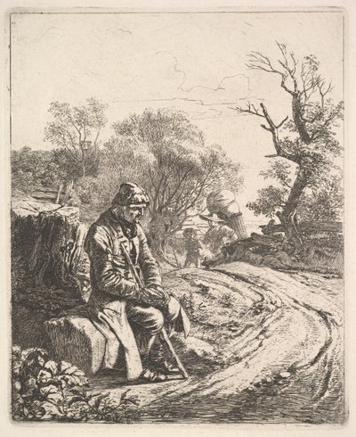 Yol Kenarında Oturan Yaşlı Bir Adam, 1818. by Johann Christian Erhard