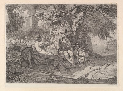 Ressam, Rehberiyle Dinleniyor, 1819. by Johann Christian Erhard