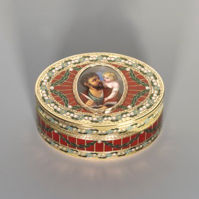 Enfiye kutusu, Dresden, c.1775-80, minyatür Cenevre, c.1800 (Sakson sert taşı, altın ve emaye) by Johann Christian Neuber