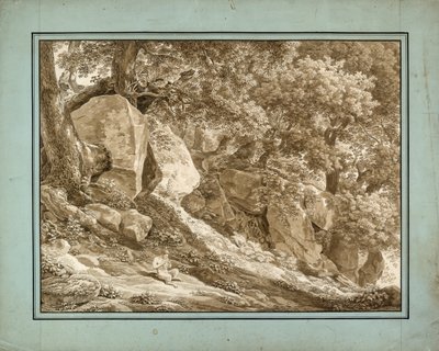 Onun Flüt Çalan Pan ile Kayalık Manzara by Johann Christian Reinhart