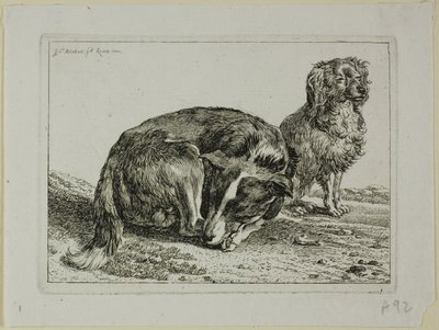 Dinlenen İki Köpek, Die Zweite Thier Folge'den by Johann Christian Reinhart