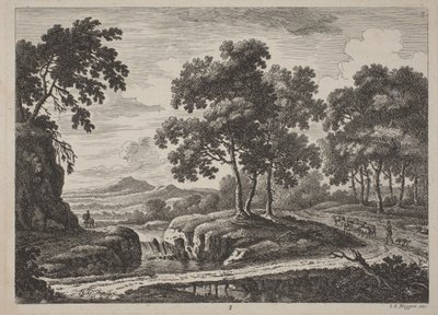 Gezginlerle Panoramik Nehir Manzaraları by Johann Christoph Dietzsch