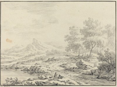 Bir Gölün Yanında Dinlenen İki Adam. by Johann Christoph Dietzsch