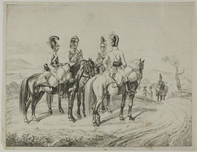 Bir Eğim Üzerinde Dört Cuirassier by Johann Christoph Erhard