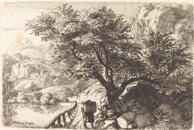 Nehir Boyunca Yürüyen Köylü by Johann Christoph Erhard