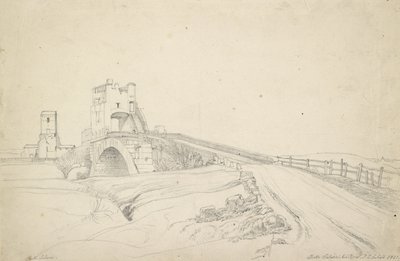 Roma yakınlarındaki Ponte Salario, 1821 (kirli beyaz kağıt üzerinde grafit) by Johann Christoph Erhard