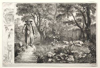 Tomruk köprüsünün önündeki yaşlı adam, 1819. by Johann Christoph Erhard