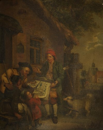 The Village Printseller (oil on copper) by Johann Conrad Seekatz