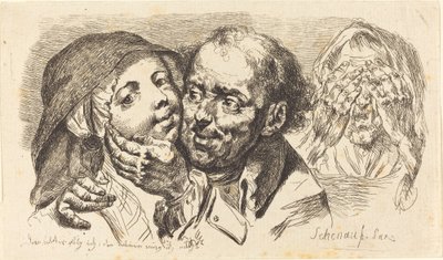 Yaşlı bir adam tarafından kucaklanan genç kadın by Johann Eleazar Schenau