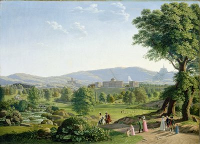 Habichtswald Ormanı ile Wilhelmshoehe Kalesi by Johann Erdmann Hummel