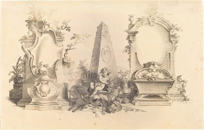 Ölüm Amblemleri ile Cartouche Moderne by Johann Esaias Nilson