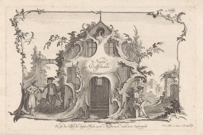Tartışarak çift ile kahve evi Neues Caffehaus (nesne üzerindeki başlık) Sosyal aktiviteler (dizi başlığı) by Johann Esaias Nilson