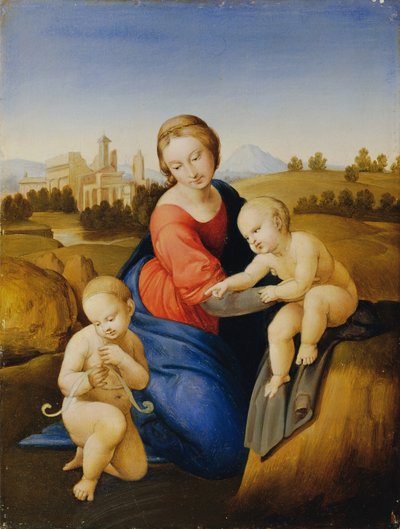 Çocuk ve Johannesknaben ile Madonna by Johann Evangelist Scheffer von Leonhardshoff