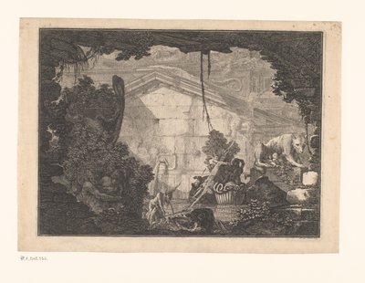 Figürlü mimari capriccio by Johann Ferdinand Hetzendorff von Hohenberg