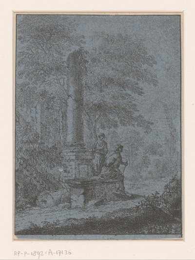 Kalıntılar ve iki figürlü manzara by Johann Friedrich Alexander Thiele