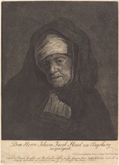 Yaşlı Bir Kadının Başı by Johann Friedrich Bause after Rembrandt van Rijn