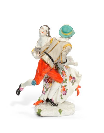 Tirol dansçılarından oluşan Meissen grubu, c.1740 (porselen) by Johann Friedrich Eberlein