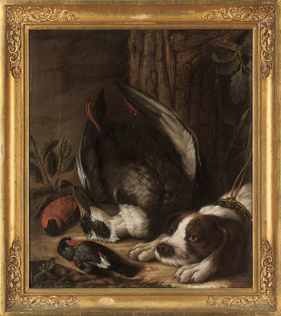 Bir av köpeği ve avı, 1768 by Johann Friedrich von Grooth