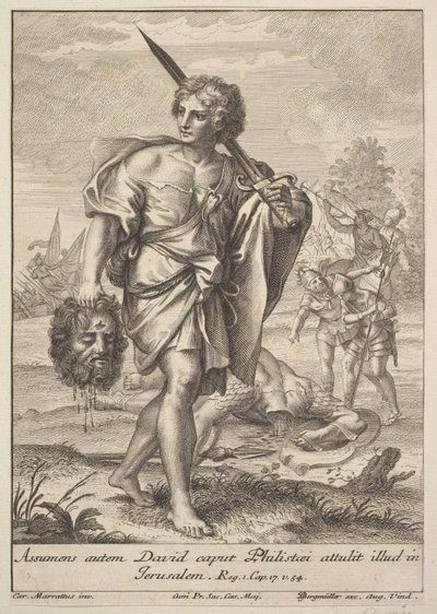 Goliath Başkanı ile David, 1705-62. by Johann Georg Bergmuller