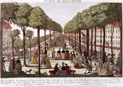 18. yüzyılın sonunda Leipzig gezinti yolu. Rosmesler & Bergmuller tarafından gravür. by Johann Georg Bergmuller