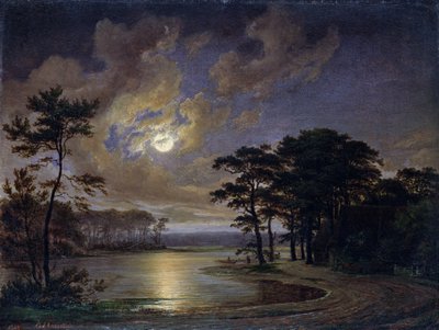 Holstein Denizi - Ay Işığı, 1847 by Johann Georg Haeselich