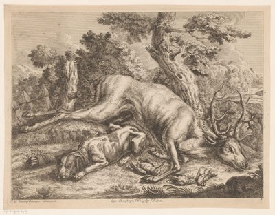 Geyik ve kuşlar ile av köpeği ve yağma Av Çizmeleri (seri başlığı) by Johann Georg Wachsschlunger
