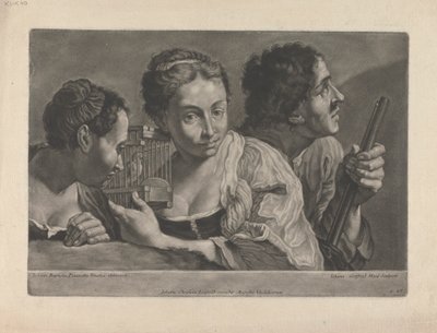 Silah Tutan Bir Adamla Kuş Dinleyen İki Kadın by Johann Gottfried Haid