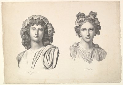 Melpomene ve Thalia, 1823-26. by Johann Gottfried Schadow