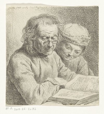 Adam ve çocuk bir kitapta okuma by Johann Gottlieb Glume