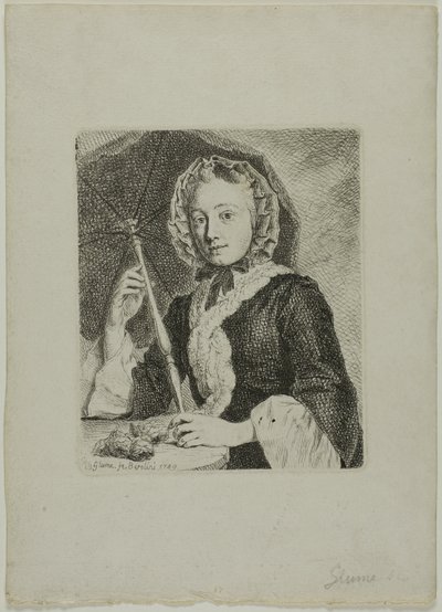 Şemsiyeli Kadın (Bayan Friedrich Christian Glume, Sanatçının baldızı) by Johann Gottlieb Glume