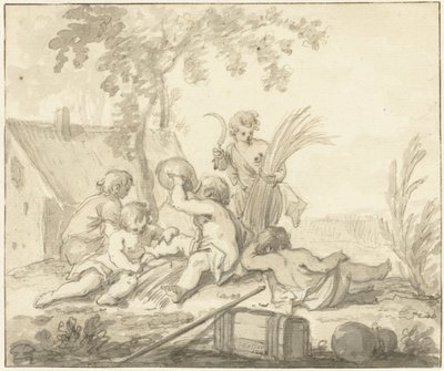 Çocuklarla alegorik temsil ve Tarımın özellikleri by Johann Heinrich Keller (II)